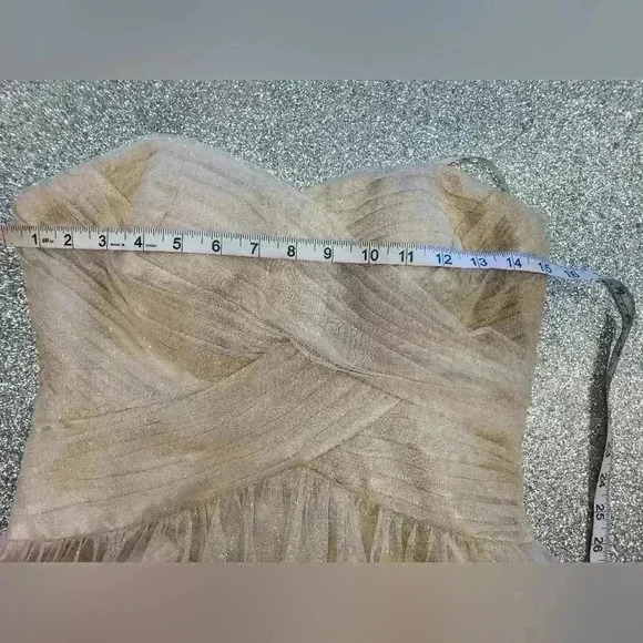 LAURA PETITES  CHAMPAGNE GLITTER MININ DRESS SIZE 10 - Picture 4 of 9